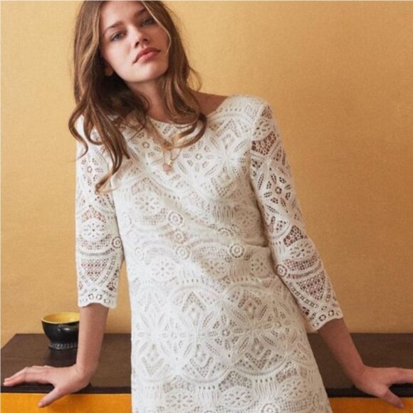 Sezane Dresses & Skirts - Sezane Ecru Sarah Crochet Lace Mini Dress